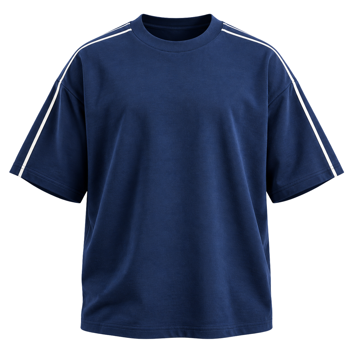 Navy Oversized Cotton T-Shirt – White Stripe | Bravenholt Lahne