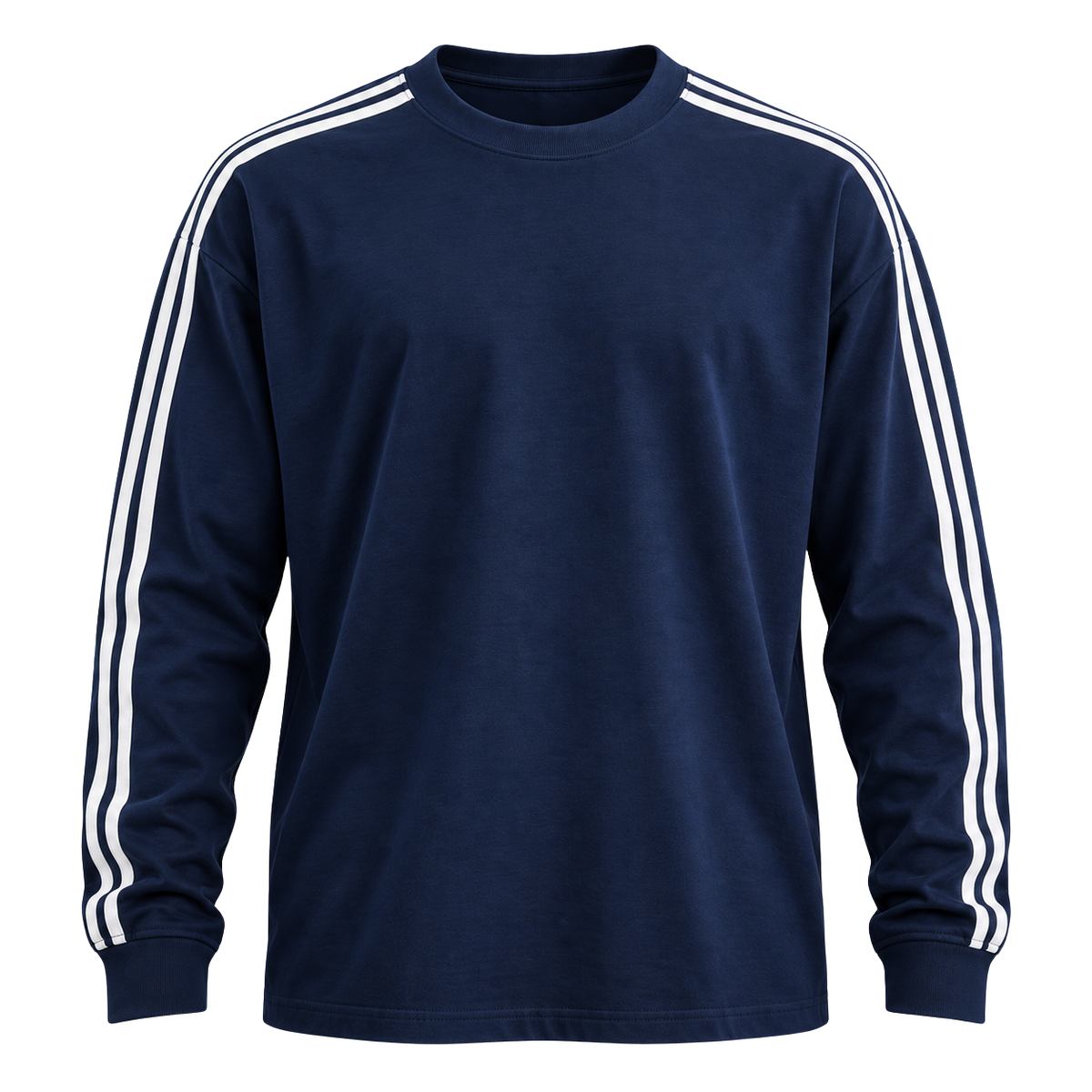 Navy Long-Sleeve Cotton T-Shirt – White Stripe | Bravenholt Lahne