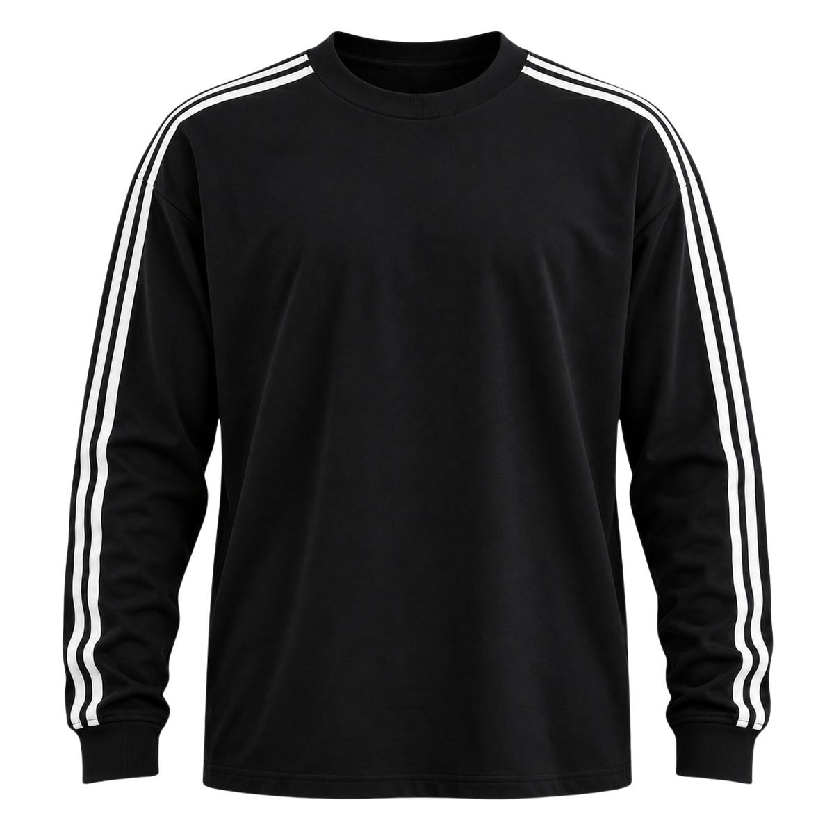 Black Long-Sleeve Cotton T-Shirt – White Stripe | Bravenholt Lahne
