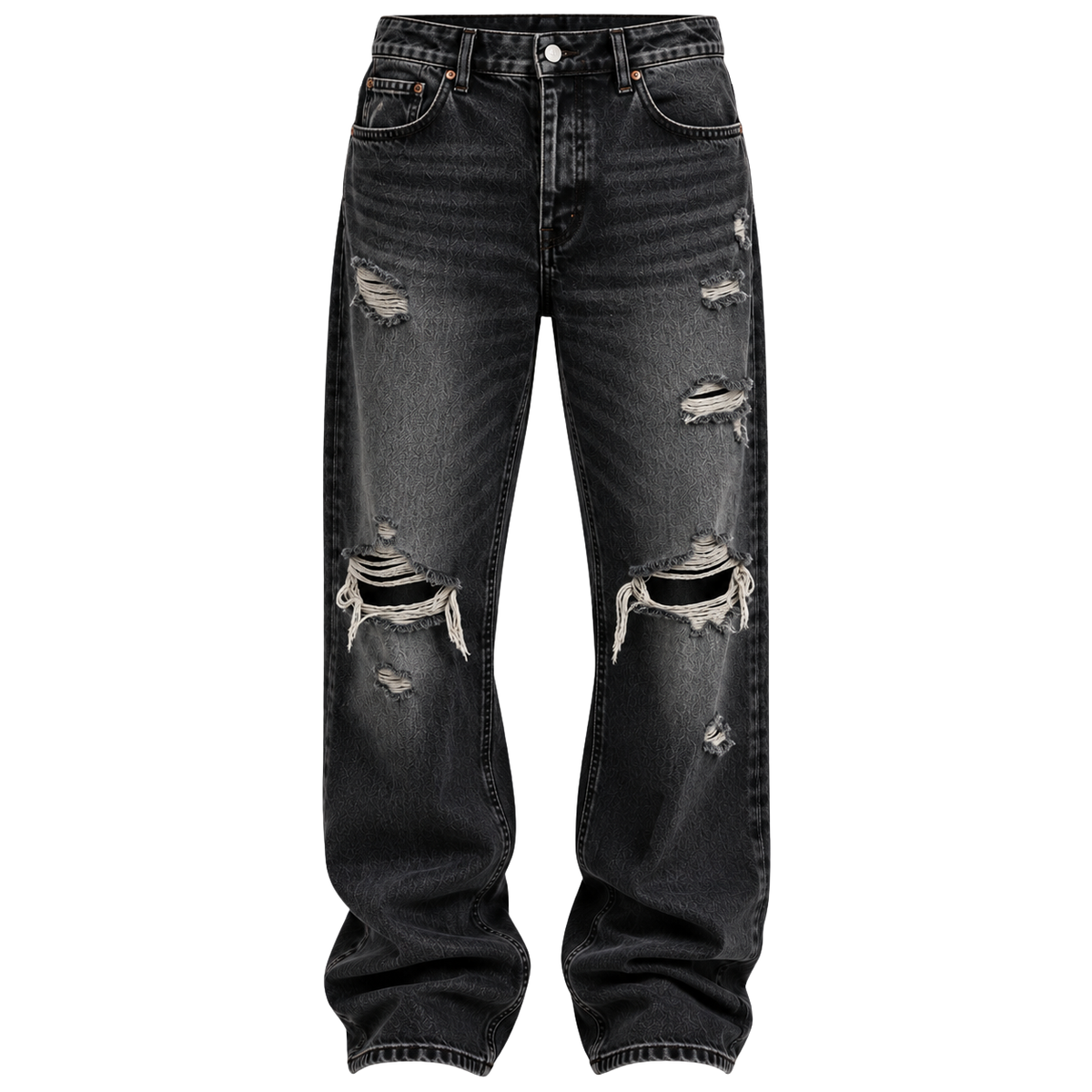 Washed Black Relaxed Distressed Jeans | Bravenholt Lahne